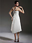  A-line V-neck Asymmetrical Knee-length Chiffon Wedding Dress (HXGD032)
