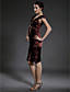  Sheath/Column V-neck Knee-length Stretch Satin Mother of the Bride Dress