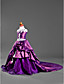  Ball Gown Spaghetti Straps Court Train Taffeta Satin Flower Girl Dress