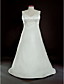  une ligne de balayage v-cou / pinceau train satin robe de mariage de taille