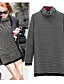  Wool Long Sleeves Cowl Neck Stripes Longline Sweater/Inspired by LINDSAY LOHAN Women's Sweaters(1001BC016-0751)