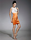  Satin Sheath/ Column Jewel Short/ Mini Cocktail Dress