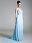  Chiffon Sheath/Column One Shoulder Sweep Train Evening Dress inspired by Lara Spencer at Emmy Awards