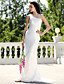  Sheath/Column One Shoulder Sweep/Brush Train Taffeta Wedding Dress