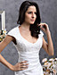  Sheath/ Column Scoop Sweep/ Brush Train Elastic Silk-like Satin Wedding Dress