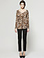  Leoparden-Muster gesammelt langen Ärmeln Longline T-Shirt / T-Shirts (ff-d-bl0736704)