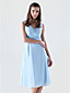 A-line V-neck Knee-length Chiffon Bridesmaid/Wedding Party Dress With Criss-Cross Bodice