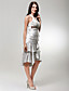  Sheath/Column Halter Knee-length Charmeuse Cocktail/Homecoming Dress
