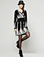  Beaded Printed Long Sleeves V Neckline Dress / Women's Dresses (FF-C-BL0736504)