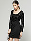  ts langen Ärmeln Pailletten Netzkleid / Damenkleider