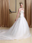  Ball Gown Strapless Chapel Train Wedding Dress