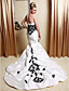  Taffeta Strapless Trumpet Wedding Dresses with Beaded Lace