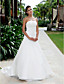  A-line Strapless Court Train Organza Wedding Dress