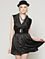  TS Metallic Embellished High Waist Lapel Pleated Vest Dress