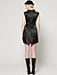  TS Metallic Embellished High Waist Lapel Pleated Vest Dress