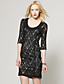  ts dreiviertel Ärmel All-Over-Spitze runder Ausschnitt Kleid / Damenkleider