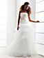  A-line Strapless Chapel Train Organza Wedding Dress