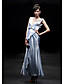  Sheath/ Column V-neck Tea-length Elastic Woven Satin Evening Dress