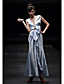  Sheath/ Column V-neck Tea-length Elastic Woven Satin Evening Dress
