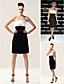  Sheath/ Column Strapless Knee-length Organza And Stretch Satin Cocktail Dress