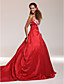  Ball Gown Strapless Chapel Train Taffeta Prom/ Evening Dress