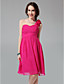  A-line One Shoulder Sweetheart Knee-length Chiffon Bridesmaid Dress