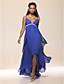  High Low Sheath/Column Spaghetti Straps Chiffon Evening Dress