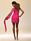  Sheath/Column One Shoulder Short/Mini Watteau Train Chiffon Cocktail Dress