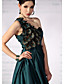  A-line One Shoulder Knee-length Elastic Silk-like Satin Tulle Cocktail Dress