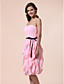  Sheath/Column Strapless Knee-length Chiffon Bridesmaid Dress With Cascading Ruffle