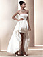  A-line Strapless Asymmetrical Satin Wedding Dress
