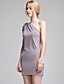  TS One-Shoulder Jewel Embellished Pleated Bodycon Dress
