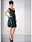  A-line One Shoulder Knee-length Elastic Silk-like Satin Tulle Cocktail Dress