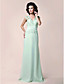  A-line V-neck Floor-length Chiffon Mother of the Bride Dress With Appliques