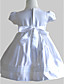  A-line Jewel Knee-length Satin Cotton With Bow Flower Girl Dress