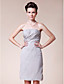  Sheath/ Column Strapless Knee-length Side-Draped Chiffon Mother of the Bride Dress With A Wrap