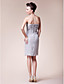 Sheath/ Column Strapless Knee-length Side-Draped Chiffon Mother of the Bride Dress With A Wrap