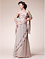  A-line Strapless Floor-length Chiffon Taffeta Mother of the Bride Dress With A Wrap
