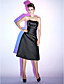  A-line Strapless Knee-length Satin Cocktail Dress