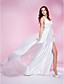  A-line Halter Court Train Chiffon Evening Dress