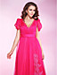  Chiffon A-line V-neck Court Train Evening Dress inspired by Linda Cardellini at Cannes Film Festival