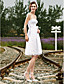  A-line Strapless Knee-length Satin Wedding Dress