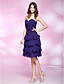  A-line Sweetheart Knee-length Tiered Chiffon Cocktail Dress
