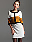  TS Color Block Wool Blended Dress
