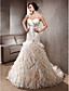  Luxury Delicate Beaded Taffeta Chapel Train Wedding Dress