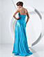  A-line Strapless Sweep/Brush Train Stretch Satin Evening Dress