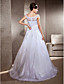  A-line Scoop Sweep/Brush Train Lace Tulle Wedding Dress