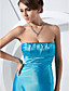  A-line Strapless Sweep/Brush Train Stretch Satin Evening Dress