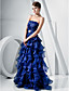 A-line Strapless Floor-length Organza Evening Dress