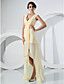  Chiffon Sheath/Column V-neck Asymmetrical Evening Dress inspired by Rosario Dawson